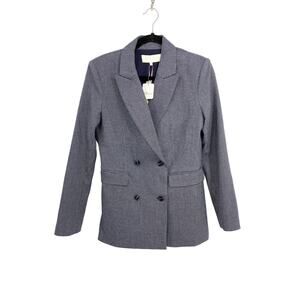 Frenchmauve X Free People Daphne Blazer Womens M Navy Blue Houndstooth $198 NEW